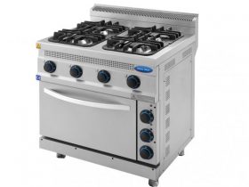 Oferta, National, Aragaz profesional 4 ochiuri la butelie si cuptor electric, Ideal Inox, Linia 700