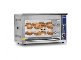 Oferta, National, Rotisor profesional pe gaz, IDEAL INOX, capacitate de 12 pui, geam in fata, iar in spate inox