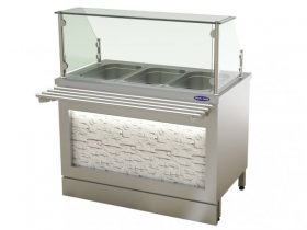 Oferta, National, Bain Marie linie autoservire, Ideal Inox, 3 GN, inox, design piatra