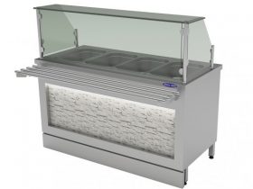 Oferta, National, Bain Marie linie autoservire, Ideal Inox, 4 GN, inox, design piatra