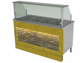 Oferta, National, Bain Marie linie autoservire, Ideal Inox, 4 GN, design piatra, inox auriu